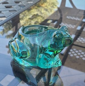 Indiana Glass green frog votive candle holder 1970s